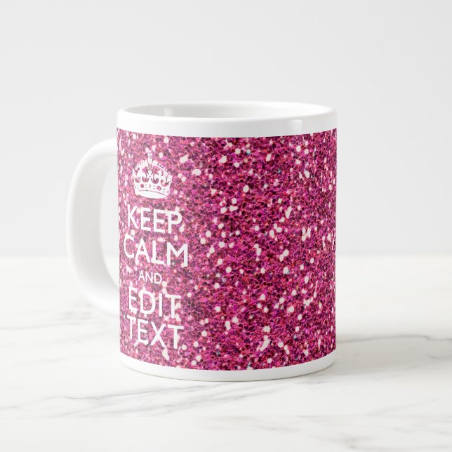 Grande Tasse Fuchsia Pink Restez Calme Ayez Votre Texte (Devant gauche)