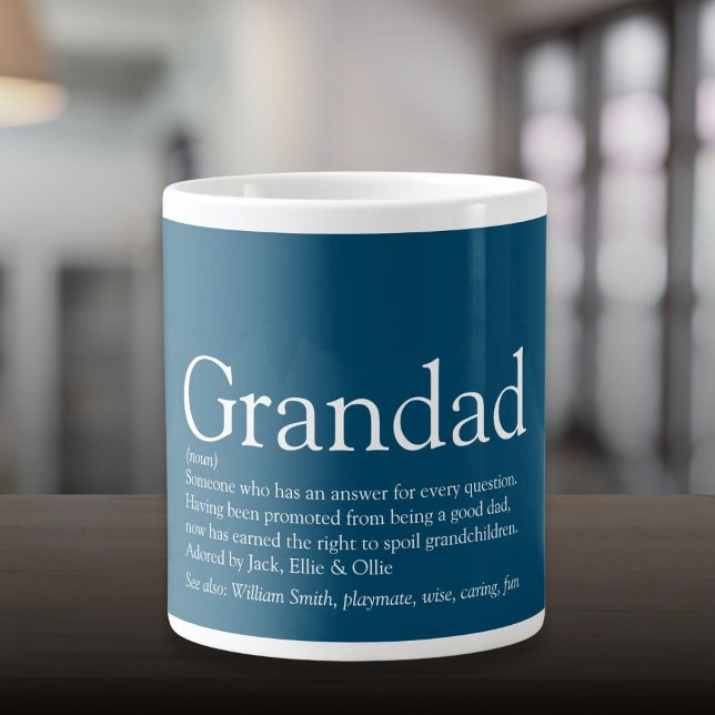 Grande Tasse Fun Blue Cool Définition du meilleur frère du mond (World's Best Grandad Definition Fun Blue Cool Giant Coffee Mug)