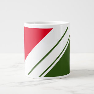 Grande Tasse Fun Bright Red Forest Green White Racing Stripes
