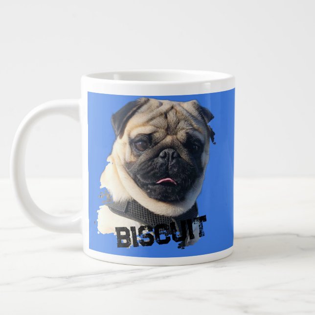 Grande Tasse Fun Unique Pug Sunglasses Dog Dad Lover Photo Blue (Gauche)