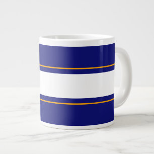 Grande Tasse Fun Vibrant Royal Bleu Jaune Blanc Rayures de cour