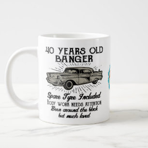 Grande Tasse Funny 40th Birthday Retro Car Banger Ajouter Nom D