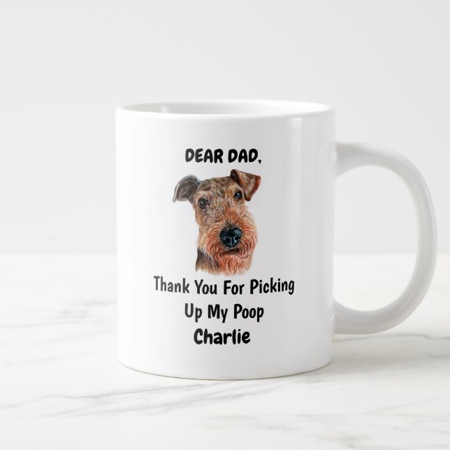 Grande Tasse Funny Airedale Papa Watercolor Canine (Droite)