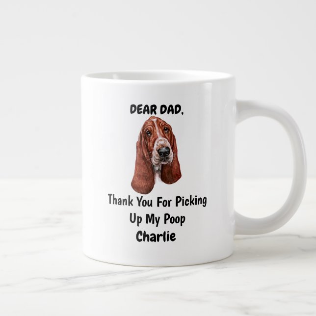 Grande Tasse Funny Basset hound Papa Aquarelle Canine Art (Droite)