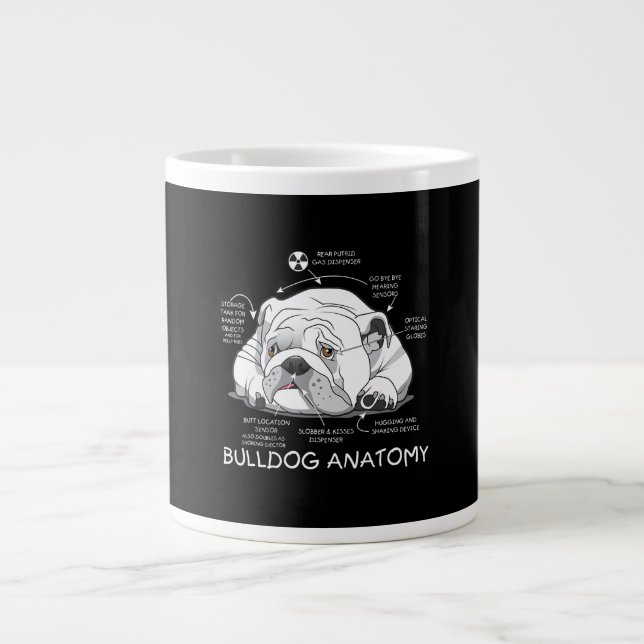 Grande Tasse Funny Cute English Bulldog Anatomie de la biologie (Devant)