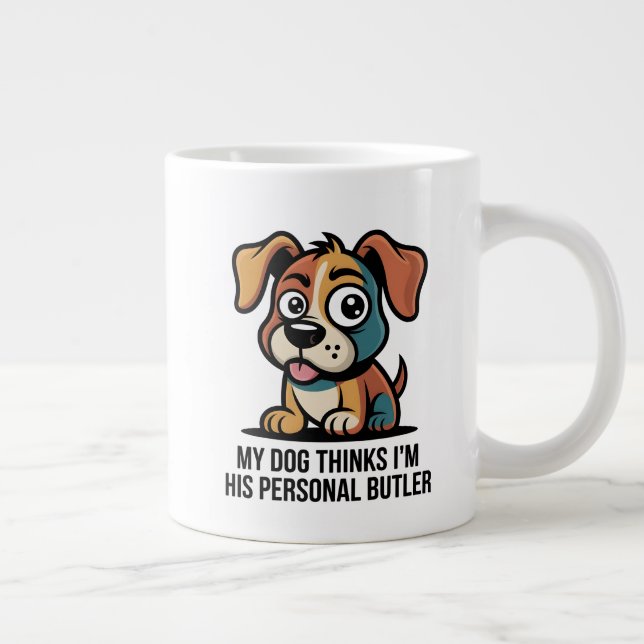 Grande Tasse Funny Dog Butler Cartoon Quote (Droite)
