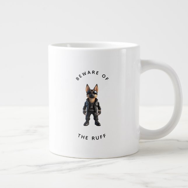 Grande Tasse Funny German Shepherd "Beware of the Ruff"  (Droite)