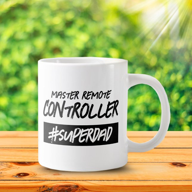Grande Tasse Funny Master Remote Controller Hashtag Super Papa (Funny Master Remote Controller #Superdad Jumbo Coffee Mug Cover Photo.)