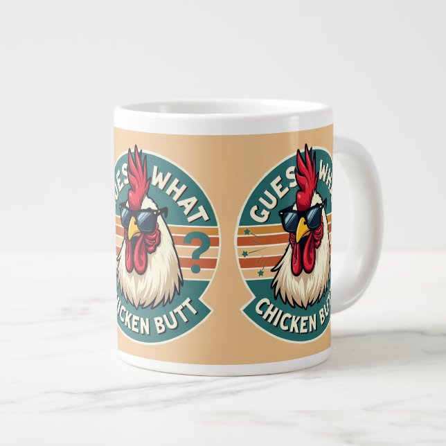 Grande Tasse  Funny Retro Chicken Butt Joke Design (Devant droit)