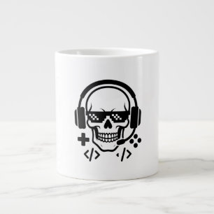 Grande Tasse Gamer Skull Headset Pixel Glasses   Bold Black Vec