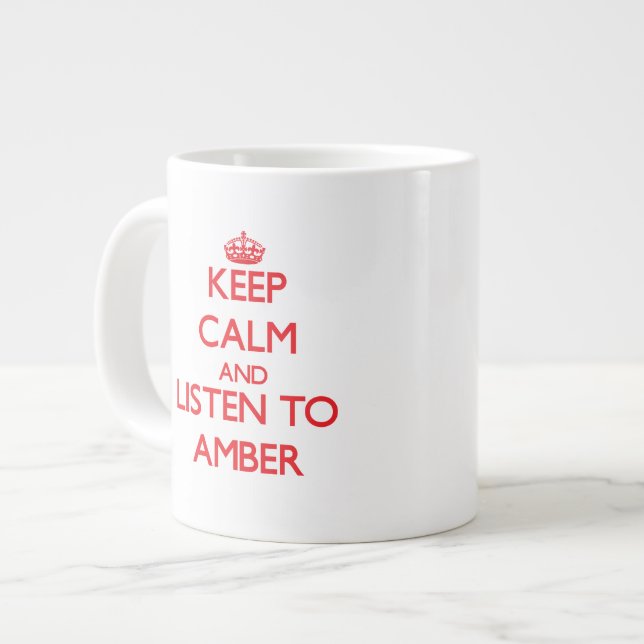 Grande Tasse Gardez le calme et écoutez l'ambre (Devant gauche)