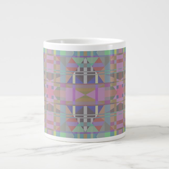 Grande Tasse Géométrique vert violet rose (Devant)