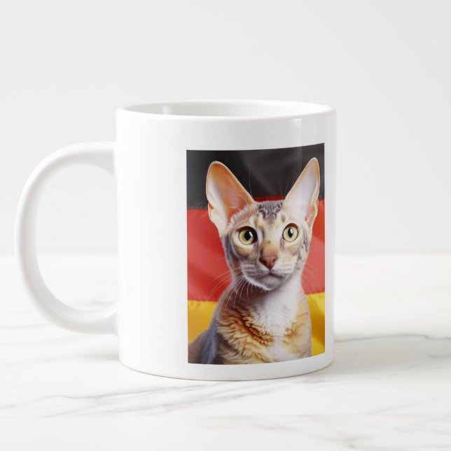 Grande Tasse German Rex Cat German Flag In Background (Gauche)
