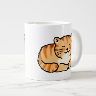 Grande Tasse gingembre moelleux et chat blanc