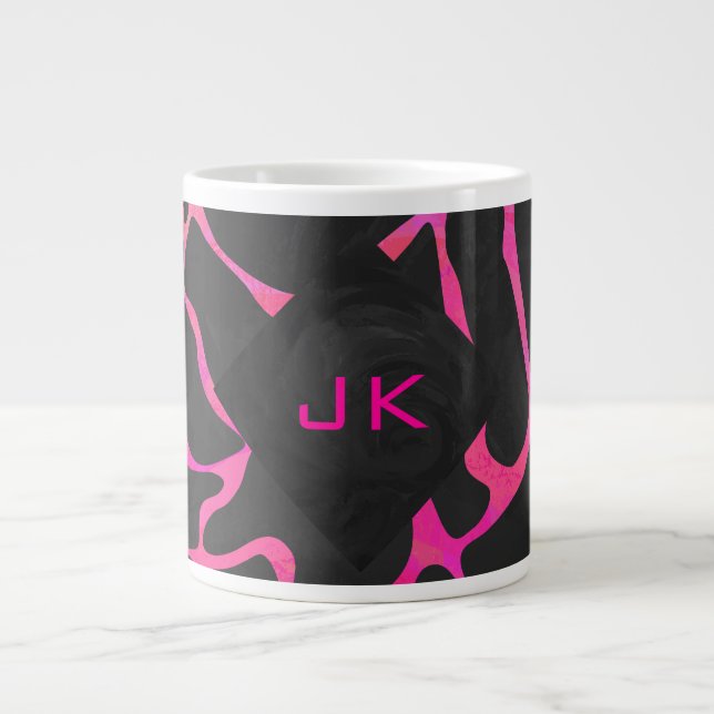Grande Tasse Girafe Imprimé Rose Chaud et Noir (Devant)