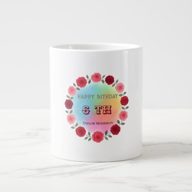 Grande Tasse Gobelet géant Fleurs Arc-en-ciel Anniversaire | Va (Devant)