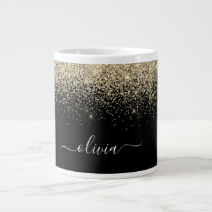 Grande Tasse Gold Black Parties scintillant Moderne Monogramme