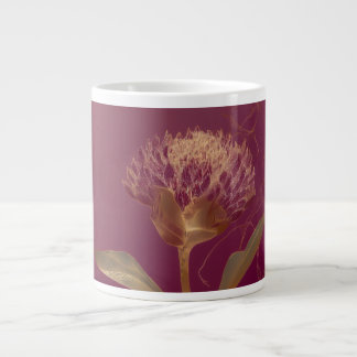 Grande Tasse Gold Protea Flower Burgundy Botanical Linework
