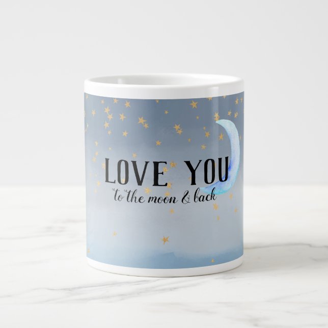Grande Tasse Gold Stars Moon Blue Ombre (Devant)