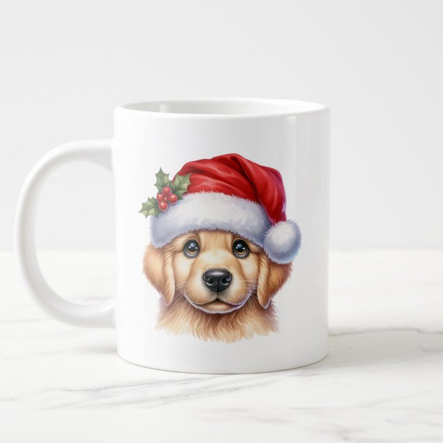 Grande Tasse Golden Retriever Chien avec le Père Noël Style-825 (Gauche)
