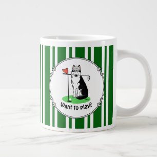 Grande Tasse Golf Sibérien Husky (noir) Chien Jouant Mal Drôle
