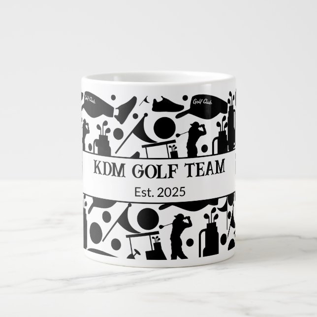 Grande Tasse Golf Silhouette Motif Classic Noir & Blanc (Devant)