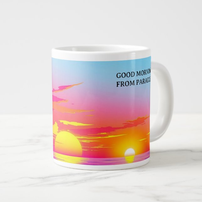 Grande Tasse Good Morning Paradise Exotic Beach Sunset (Devant droit)