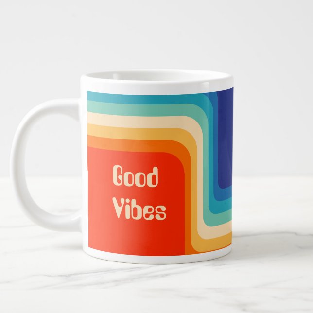Grande Tasse Good Vibes les années 70 Ombre personnalisable (Gauche)