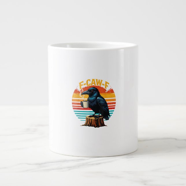 Grande Tasse Gothic Raven Funny Halloween F Caw F Coffee (Devant)