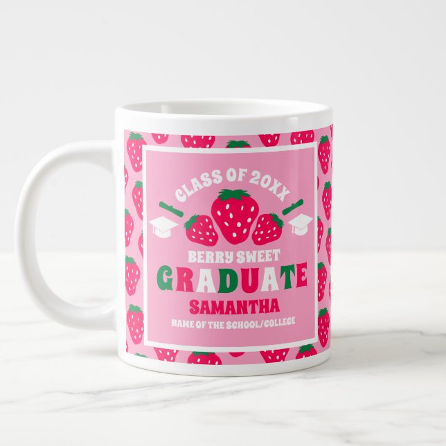 Grande Tasse Graduation à la fraise rose (Gauche)