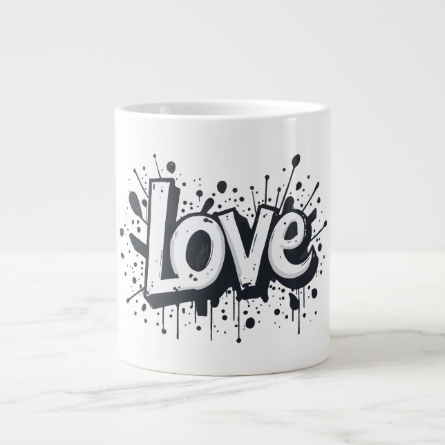 Grande Tasse Graffiti Graffiti Amour monochrome balise (Devant)