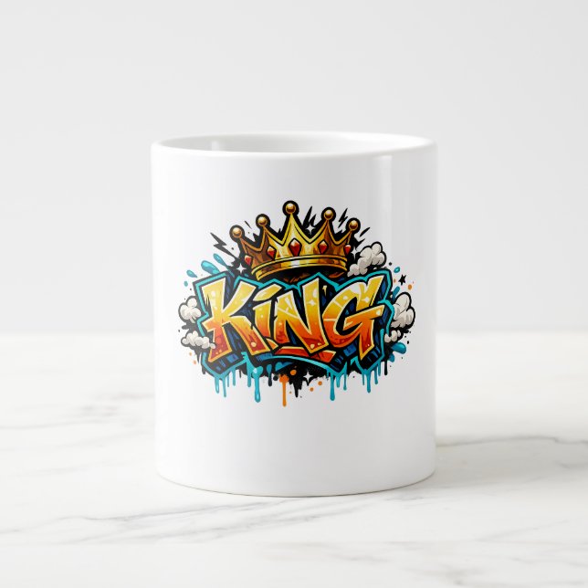Grande Tasse Graffiti Roi Couronné de la Rue (Devant)