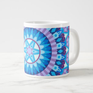 Grande Tasse Grand Mandala d'Hiver Bleu Motif Flocon de Neige C