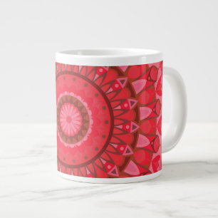 Grande Tasse Grand Mandala Rouge Chaud Motif Bohème Cadeau Conf