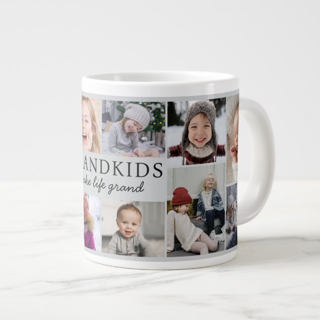 Grande Tasse Grandkids Make Life Grand Photo Collage Keepsake (Devant droit)