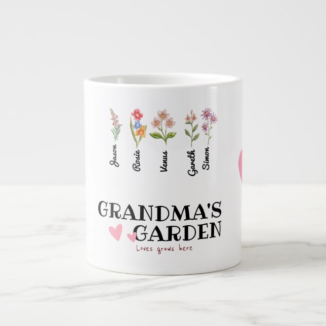 Grande Tasse Grandma's Garden Personnalisé Grand-Mère Cadeaux C (Devant)