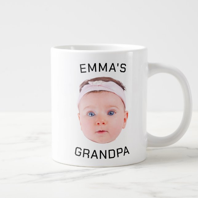 Grande Tasse Grandpa Boug cadeau, Personnalisé Visage bébé, Cad (Droite)