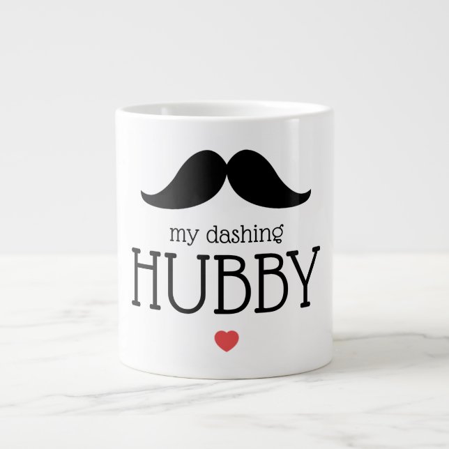 Grande Tasse Graphique de la Saint-Valentin Moustache Mon mari  (Devant)