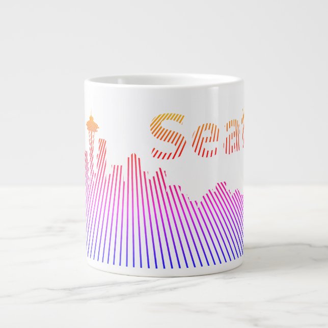 Grande Tasse Graphique en silhouette de Seattle (Devant)