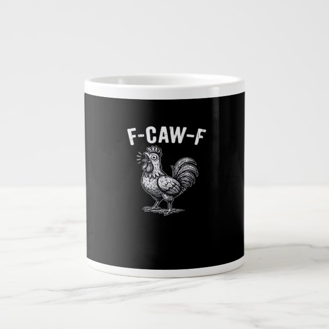 Grande Tasse Graphique rétro F-Caw-F de poulet (Devant)