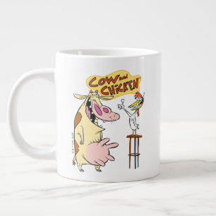 Grande Tasse Graphique souriant de vache et de poulet