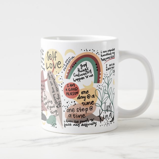 Grande Tasse Graphiques d'affirmations d'amour de soi positives (Droite)