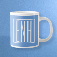 Gras moderne 3 initiales Monogramme | Bleu doux