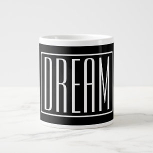 Grande Tasse Gras & Moderne Votre Nom ou Mot Blanc sur Noir