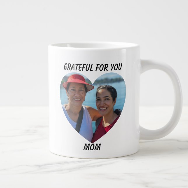Grande Tasse Grateful Agradecida Bilingue Fête des Mères Coeur (Droite)
