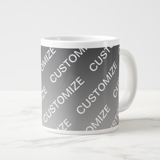 Grande Tasse Gray (changeable color) Ombre & Text Pattern (Devant droit)