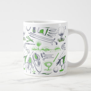 Grande Tasse Green Golf Icons Motif