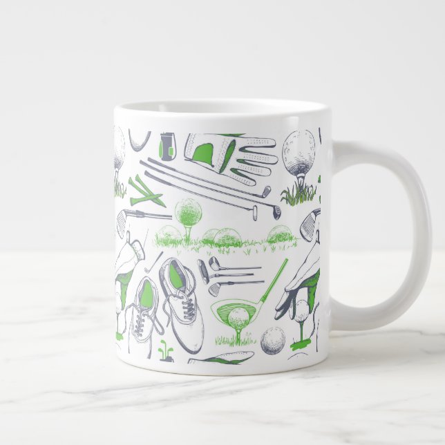 Grande Tasse Green Golf Icons Motif (Droite)