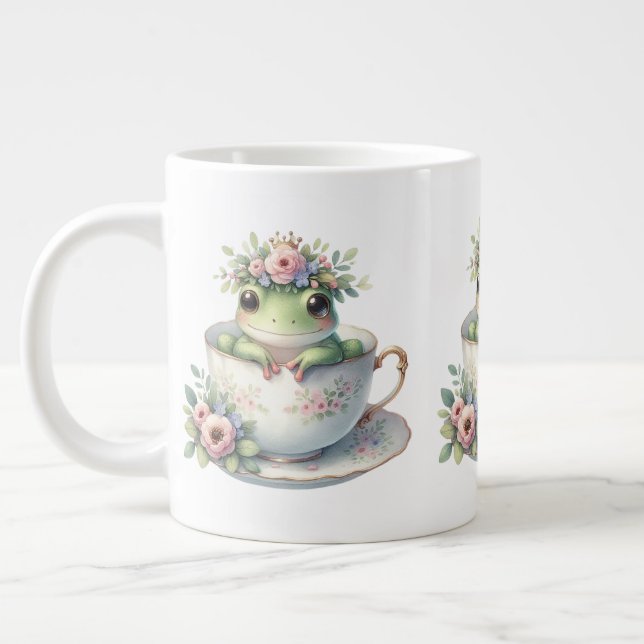 Grande Tasse Grenouille lunaire en Teacup Floral (Gauche)