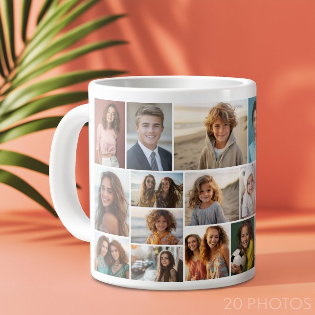 Grande Tasse Grille minimale moderne - 20 Collage photo (Custom Photo Collage Mug)